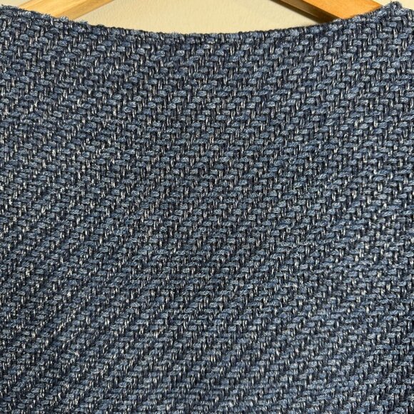 Maje Latino Fringed Sweater Pullover Womens 2 Medium Blue Tweed Coastal Designer - Picture 9 of 11